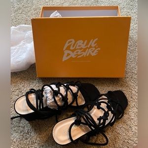 Public Desire Lace Up Black Heels